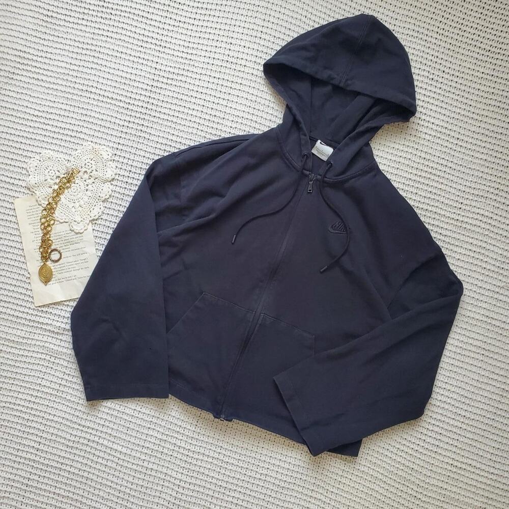 Nike black hooded zip with wide sleeves